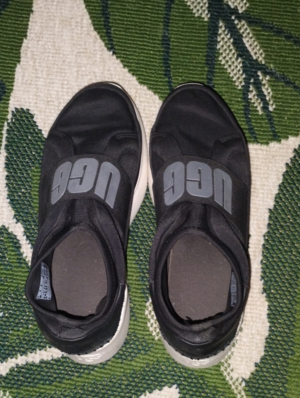 UGG Black Slip-On Logo Sneakers with White Sole